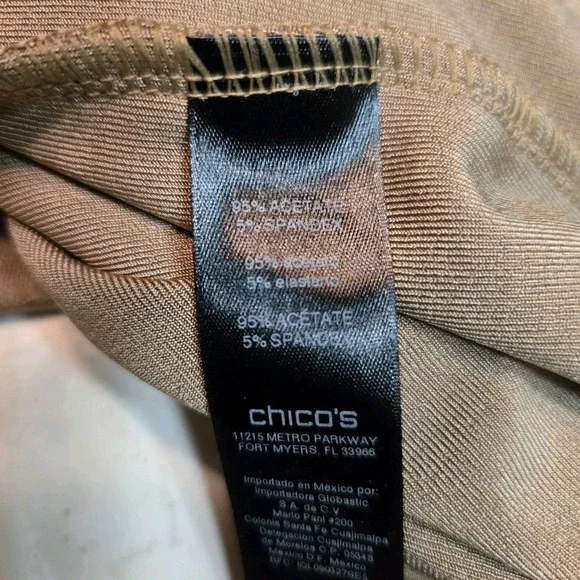 Chico's Travelers Size 2 (L) Rich Beige Stretch Knit High Neck Stretch Tank NEW - Picture 6 of 6